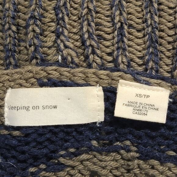 Anthropologie Sleeping on Snow Camo Print Cardigan Sweater Green Cream Cozy XS - Picture 13 of 16
